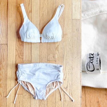 1960s 70s White Catalina Bikini Bathing Suit 