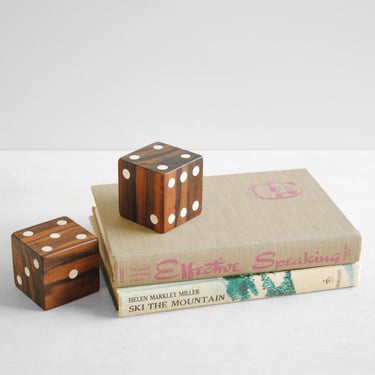 Vintage Large Wood Dice with Mother of Pearl Inlay 