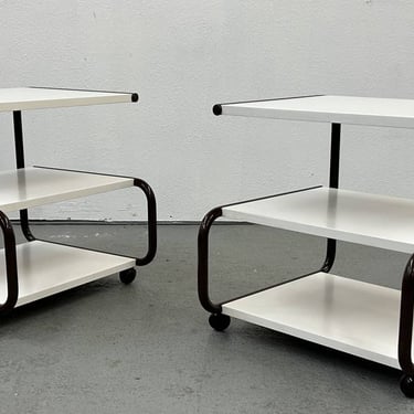 Black and White Rolling End Table