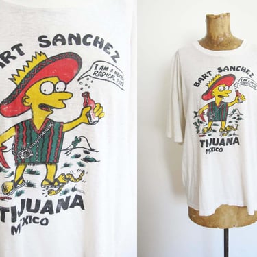 Vintage 90s Bootleg Bart Simpson Tijuana Mexico Shirt - Bart Sanchez Souvenir Tourist Shirt - Thrashed Worn In 