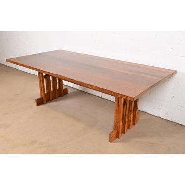 Frank Lloyd Wright Style Mission Oak Arts & Crafts Trestle Dining Table