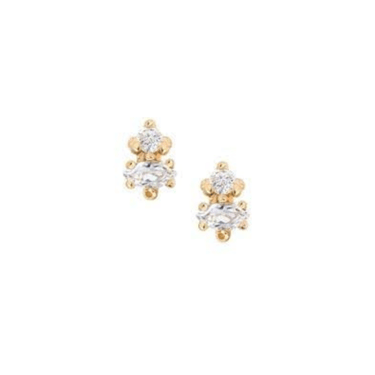 Moonstone Marquise + Diamond Studs