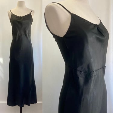 Vintage 30s Slip / ON BIAS / Maxi Slip Dress / Rayon Acetate / Hand Finished + Netted Straps 