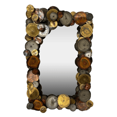 Curtis Jere Brutalist Mixed Metals Raindrops Mirror