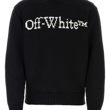 Off White Men Black Cotton Blend Sweater