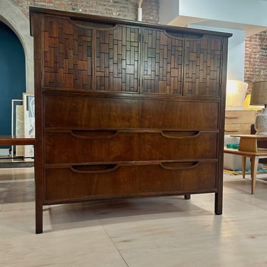 John Stuart Inc. Brutalist Walnut Tall Chest