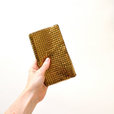 Vintage Gold Metallic Mesh Evening Bag Coin Purse// Vintage Gold Metallic Bag Small Metal Clutch Wallet Coin Purse Card Holder 