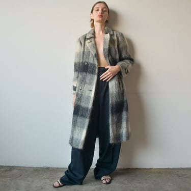 3126o / mohair plaid double breasted coat 