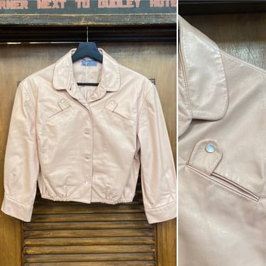 Vintage 1950’s Pale Pink Western Style Cropped Leather Rockabilly Jacket, 50’s Leather Jacket, Vintage Rockabilly, Vintage Clothing 