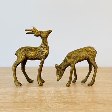 Vintage Mid Century Modern Brass Deer Pair 