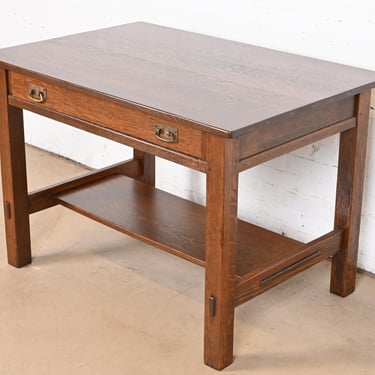 Stickley Antique Mission Oak Arts & Crafts Desk or Library Table, Newly Refinished
