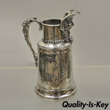 Antique James W. Tufts Renaissance Bacchus Silverplated Water Wine Pitcher