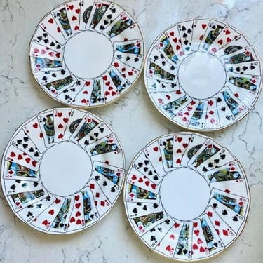 4 Piece of Vintage Tiffany & Co. English Elizabethan Staffordshire Fine Bone China Deck of Cards Plates by LeChalet