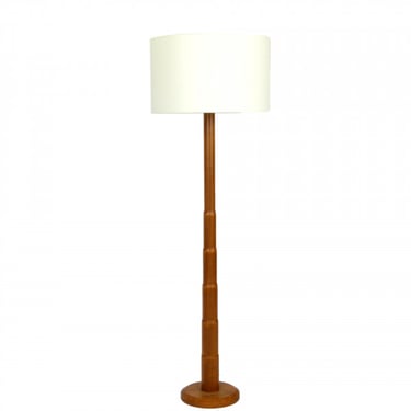 1970s Turned Teak Floor Lamp