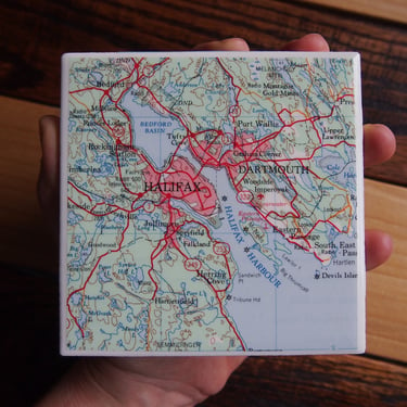 1970 Halifax Nova Scotia Canada Map Coaster. Vintage Map. Canadian Décor. Halifax Map. Dartmouth. Nova Scotia Map. Atlantic Canada Gift. 