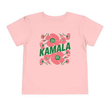 Toddler Tee - &quot;Kamala/Big Poppies&quot; Pink &amp; Green (Printify)