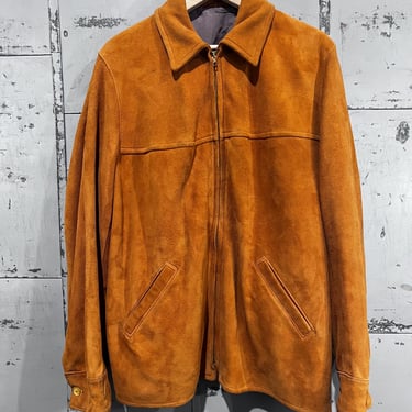 SIze 46 60’s Deerskin Western Suede Leather Lined Overcoat Halloween Costume Marlboro Man Prentice zipper 