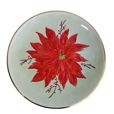 1952 Mid Century Modern E. Gower Ceramic Plate Red Poinsettia - 1st Edition 