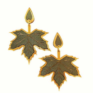 Sample Sale Olive Maple Leaf Statement Earrings