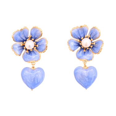 The Pink Reef Flora Heart in Blue Pearl