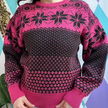 Vintage Fair Isle Pink/Black Knit Sweater