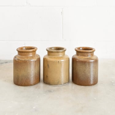 petite vintage french brown mustard jar