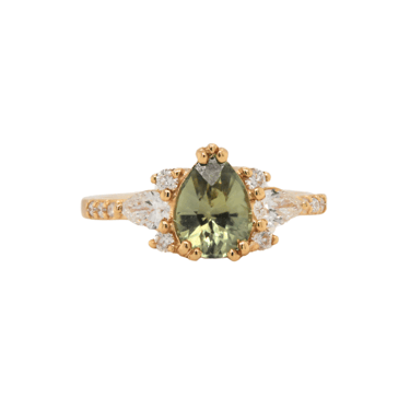 Yellow-Green Pear Sapphire Rosalind Ring