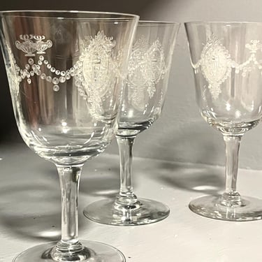 Morgantown Adam Water or Wine Goblet Set of Three 