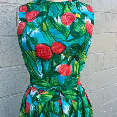 1960s Sweet and Bold  Persimmon Waffle Cotton Dress Vintage 36 Bust 