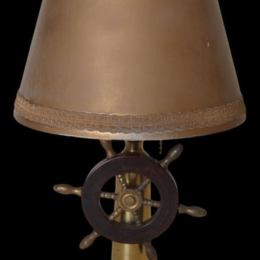 Nautical Brass and Bakelite Ships Wheel Helm Table Lamp 