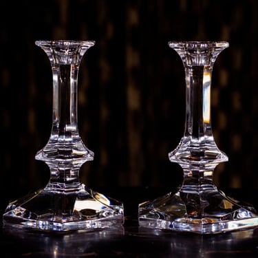 Val St. Lambert Crystal Candlesticks - a pair