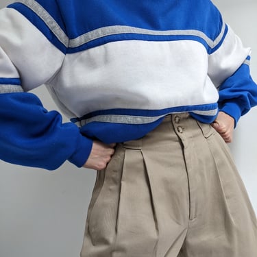 Wide Striped Cobalt & Ivory Sweatshirt