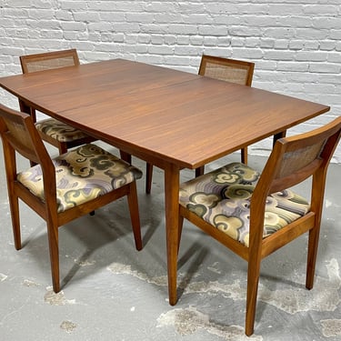 Mid Century Modern WALNUT DINING SET - Expandable Table + 4 Caned Back Chairs, c. 1960's 