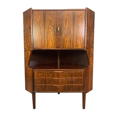 Vintage Danish Mid Century Modern Teak Corner Cabinet Attributed to Omann Jun 