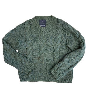 Vintage Mint Green Wool Braided Sweater - Size L