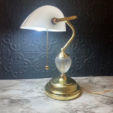 Bankers Lamp with White Shade