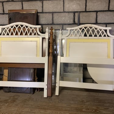 Lacquered Twin Faux Bamboo Headboards Pair 
