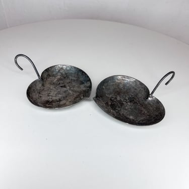 Modern Vintage Patinated Silverplate Sculptural Heart Dish Set of 2 