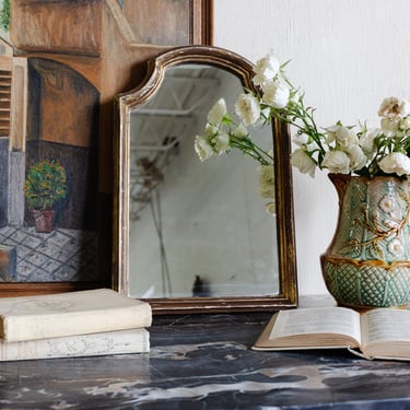 vintage french arched gilt table mirror