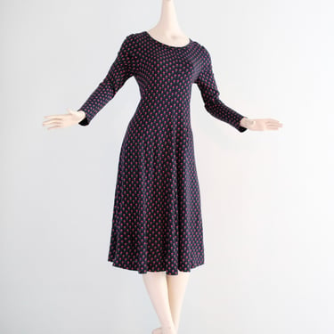 Vintage 1970's Diane Von Furstenberg Navy Floral Tent Dress / ML