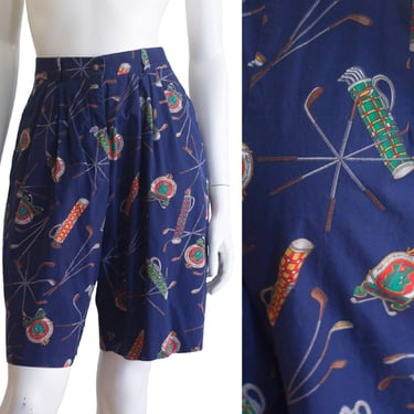 1990s golf club print blue shorts 