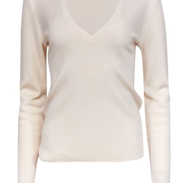 Michael Kors - Cream Cashmere V-Neck Sweater Sz L