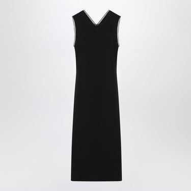 Prada Black Midi Dress With Lace Details Women