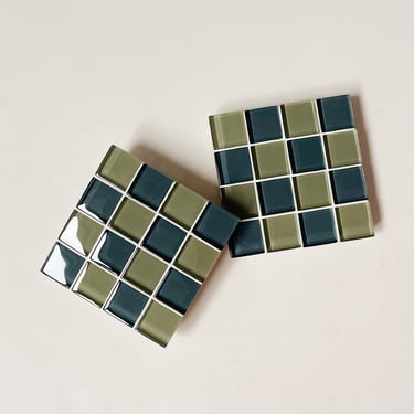Glass Tile Coaster | Dusted Moss