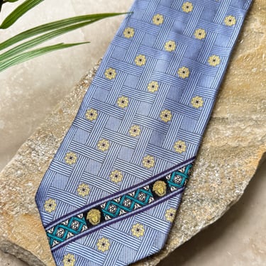 90s Versace Daisy Print Silk Tie