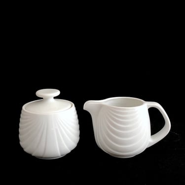 Vintage Mid Century Modern Fine Porcelain OMBIA Sugar Bowl and Creamer Set Robert Steven Witkoff Modernist Design 1970s Omni Ware Japan 