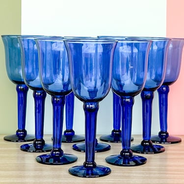 Set of Ten Cobalt Blue Glasssware