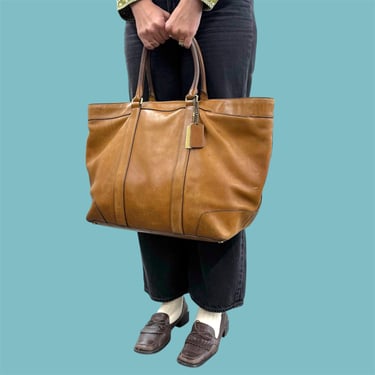 Vintage Coach Bleecker Legacy Tote Bag Retro 1990s Preppy + Genuine Leather + 70487 + Tan + Brown + Weekender + Travel Overnight + Carry On 