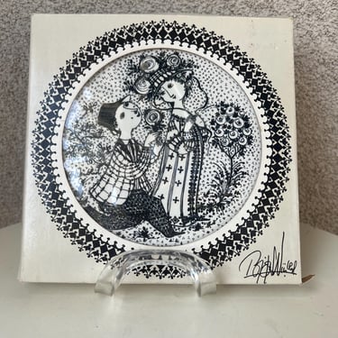 Vintage Modern Danish ceramic Plate or Wall Decor June Month Series by Bjorn Wiinblad New In Box 