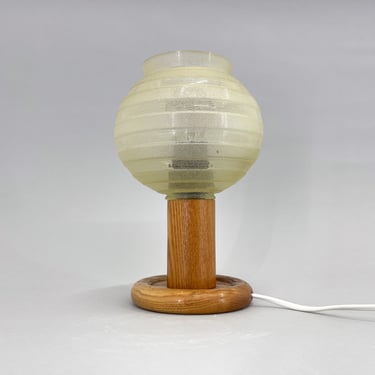 Mid-century Wood & Glass Table Lamp, 1970s 